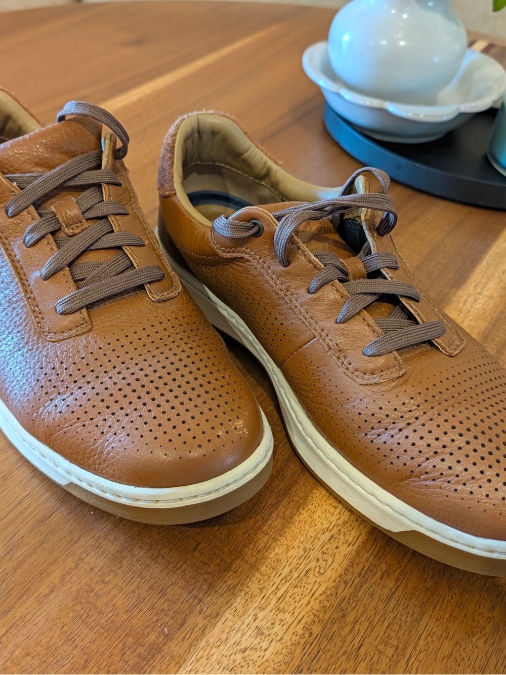 Johnston & Murphy Tan Perforated Leather Sneakers